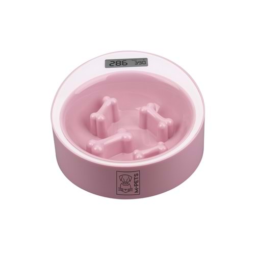 10520107 M-PETS YUMI SMART DİGİTAL TARTILI YAVAŞ YEME MAMA KABI PİNK