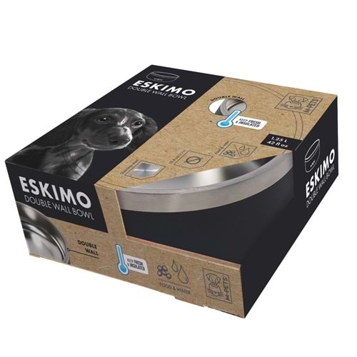 10530599 M-PETS ESKIMO ÇİFT CİDARLI MAMA KABI 1.25L BLACK