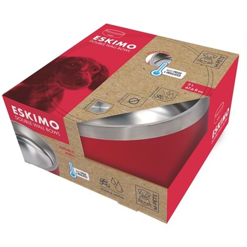10531099 M-PETS ESKIMO ÇİFT CİDARLI MAMA KABI 2L RED