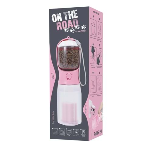 10554699 M-PETS ON THE ROAD 3İN1 KÖPEK SEYAHAT SULUĞU 600ML PİNK