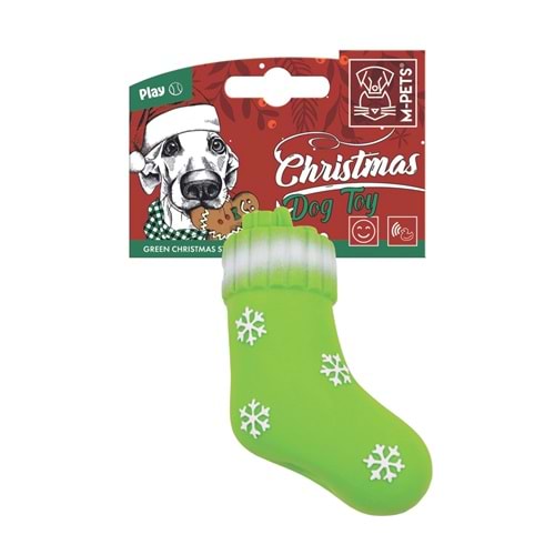 10663999 M-PETS CHRISTMAS GREEN STOCKING KÖPEK OYUNCAĞI 13CM