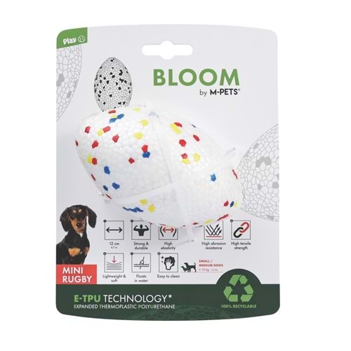 10677899 M-PETS BLOOM MİNİ RUGBY PARÇALANMAZ RUGBY TOPU RED:/WHİTE