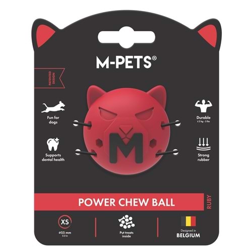 10678405 M-PETS POWER CHEW BALL KAUÇUK KÖPEK OYUNCAĞI RUBY (XS)