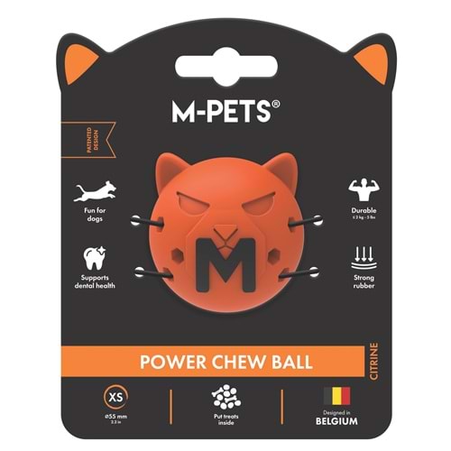 10678716 M-PETS POWER CHEW BALL KAUÇUK KÖPEK OYUNCAĞI CITRINE (XS)
