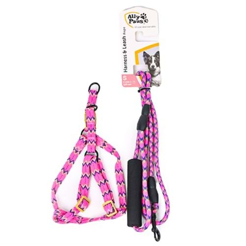 10701 ALLY PAWS HARNESS & LEASH ROPE (S) 8MMX120CM