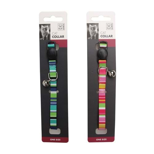 10813499 M-PETS STRIPES ZİLLİ KEDİ BOYUN TASMASI GREEN/PİNK