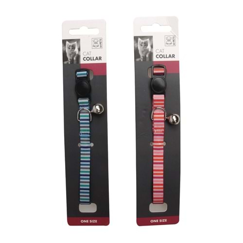 10813599 M-PETS LINES ZİLLİ KEDİ BOYUN TASMASI BLUE/RED