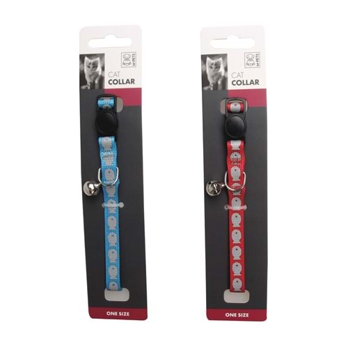 10813699 M-PETS REFLECTIVE ZİLLİ KEDİ BOYUN TASMASI BLUE/RED