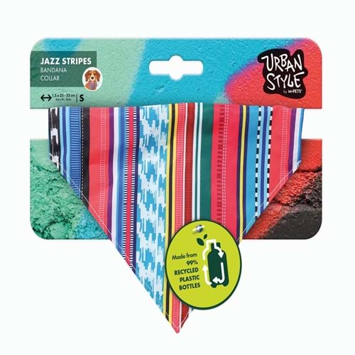 10840099 M-PETS URBAN STYLE JAZZ STRIPES BANDANA COLLAR (S)