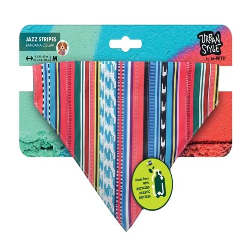 10840199 M-PETS URBAN STYLE JAZZ STRIPES BANDANA COLLAR (M)