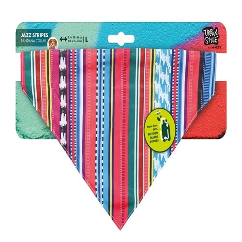 10840299 M-PETS URBAN STYLE JAZZ STRIPES BANDANA COLLAR (L)
