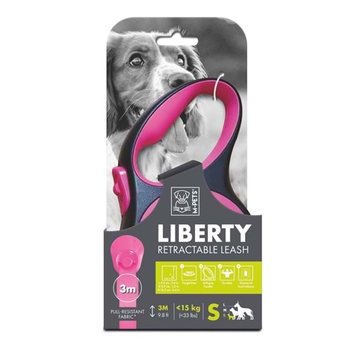 10842599 M-PETS LIBERTY OTOMATİK GEZDİRME ŞERİT 3MT/PINK (S)