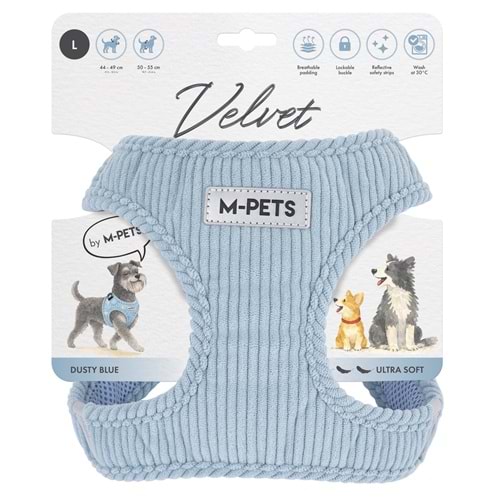 10859399 M-PETS VELVET DOG GÖĞÜS TASMASI BLUE (L)