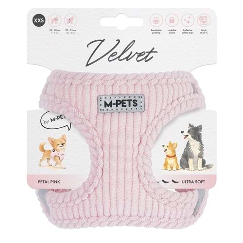 10859807 M-PETS VELVET DOG GÖĞÜS TASMASI PİNK (XXS)