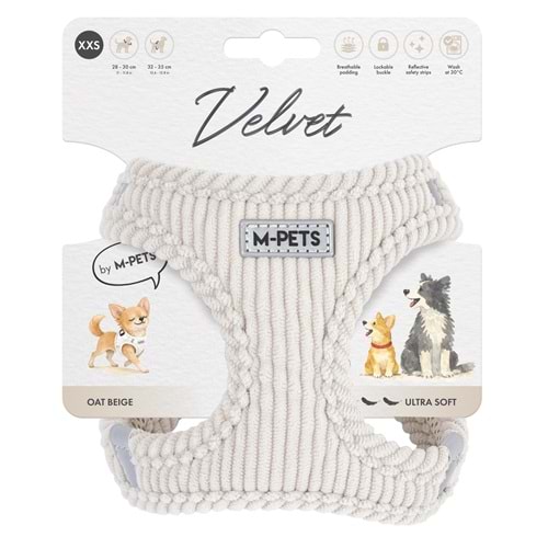 10859912 M-PETS VELVET DOG GÖĞÜS TASMASI BEJ (XXS)
