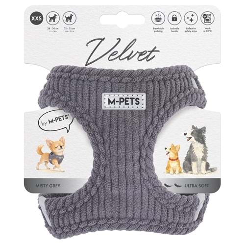 10860013 M-PETS VELVET DOG GÖĞÜS TASMASI GRİ (XXS)