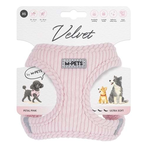 10860107 M-PETS VELVET DOG GÖĞÜS TASMASI PİNK (XS)