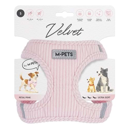 10860407 M-PETS VELVET DOG GÖĞÜS TASMASI PİNK (S)