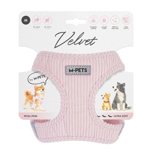 10860707 M-PETS VELVET DOG GÖĞÜS TASMASI PİNK (M)