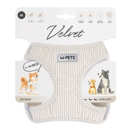 10860812 M-PETS VELVET DOG GÖĞÜS TASMASI BEJ (M)
