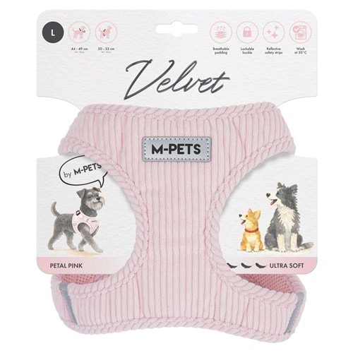 10861007 M-PETS VELVET DOG GÖĞÜS TASMASI PİNK (L)