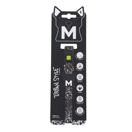 10867099 M-PETS URBAN STYLE FREESTYLE BLACK/WHİTE BOYUN TASMASI (S)