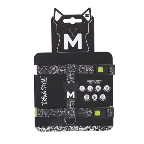 10868999 M-PETS URBAN STYLE BLACK/WHİTE ACTİVE KÖPEK GÖĞÜS TASMASI (XS)