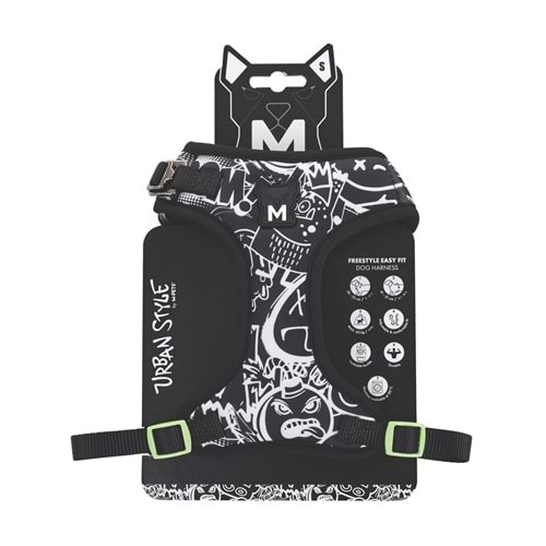 10872599 M-PETS URBAN STYLE BLACK/WHİTE EASY FİT KÖPEK GÖĞÜS TASMASI (S)