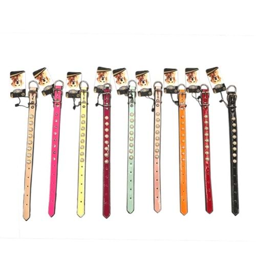 203778-DOGLİFE TAŞLI (SUNİ DERİ) BOYUN TASMASI NEON MİX COLOR 2X40CM