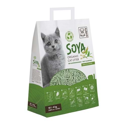 20103900 M-PETS SOYA ORGANİK GREEN TEA KEDİ KUMU 10L