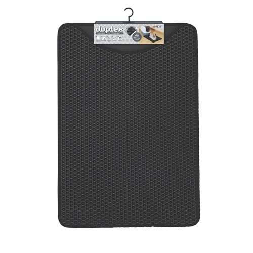 20118108 M-PETS DUPLEX ELEKLİ KEDİ KUMU PASPASI SİYAH 45X65CM