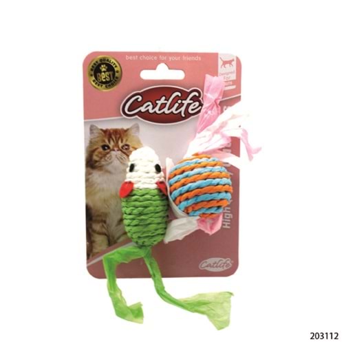 203112-CATLİFE KEDİLER İÇİN FARE ve TOP 2Lİ OYUNCAK