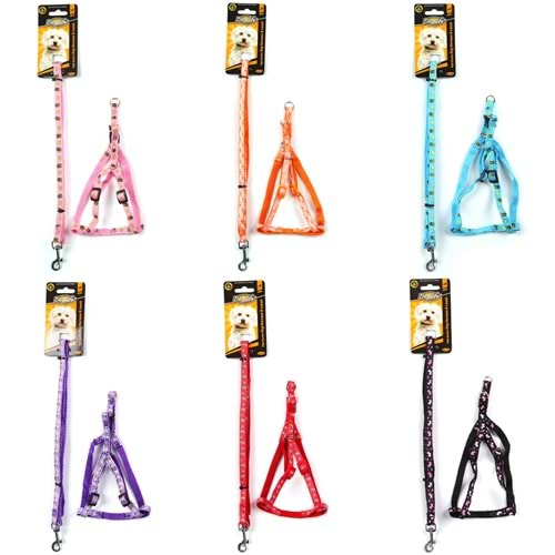203461-DOGLİFE KÖPEKLER İÇİN DESENLİ GÖĞÜS TASMASI:+GEZDİRME 1,0CM