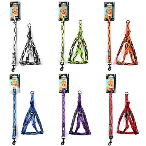 203474-DOGLİFE KÖPEKLER İÇİN DESENLİ GÖĞÜS TASMASI:+GEZDİRME 1,5CM