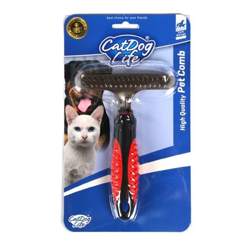 203738-CAT/DOGLİFE KEDİ ve KÖPEKLER İÇİN ÇİFT SIRALI TIRMIK TARAK 11X16CM