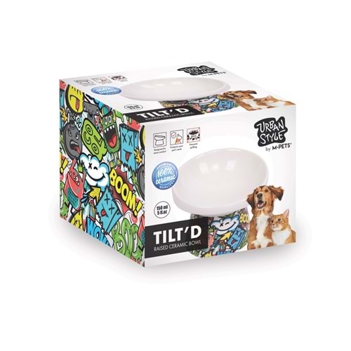 20501499 M-PETS URBAN STYLE TILTD SERAMİK MAMA KABI 150ML MİX COLOR
