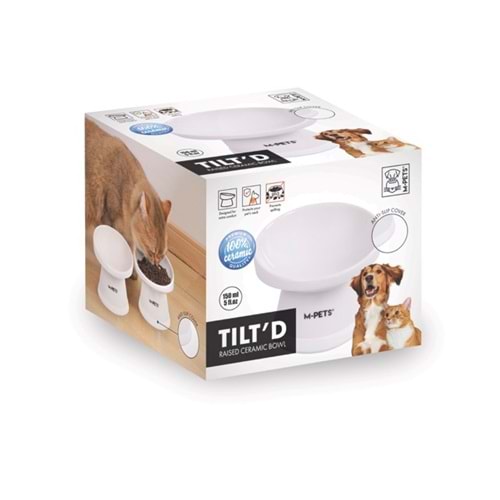 20501901 M-PETS TILTD SERAMİK MAMA KABI 150ML WHİTE