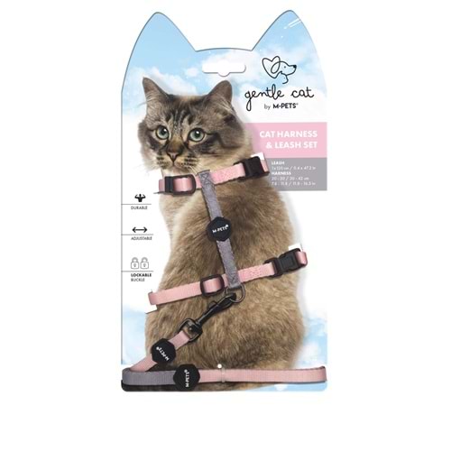 20802299 M-PETS GENTLE CAT GÖĞÜS TASMASI ve GEZDİRME SET PİNK