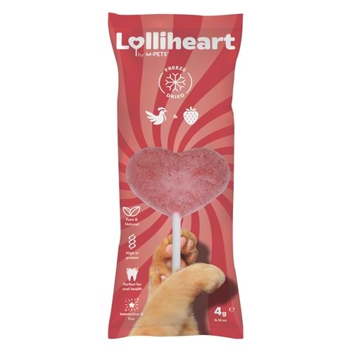 29013199 M-PETS LOLLİHEART ÇİLEKLİ KEDİ ÖDÜLÜ 4GR 15Lİ