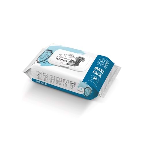 60102099 M-PETS ANTIBACTERIAL KEDİ/KÖPEKLER İÇİN TEMİZLEME MENDİLİ 80Lİ
