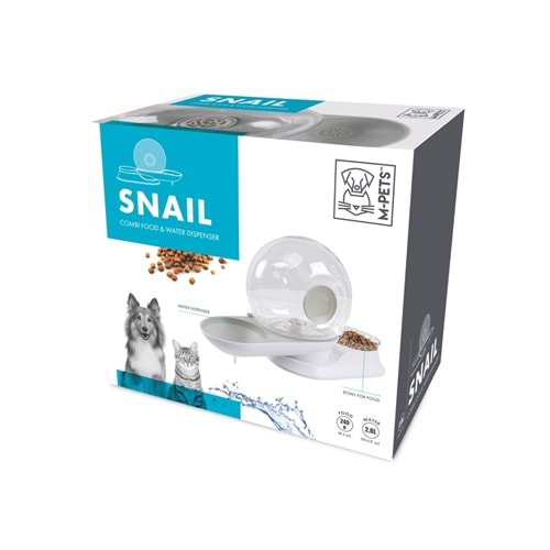 60500699 M-PETS SNAIL HAZNELİ SU ve MAMA KABI WHİTE 2800ML-240GR