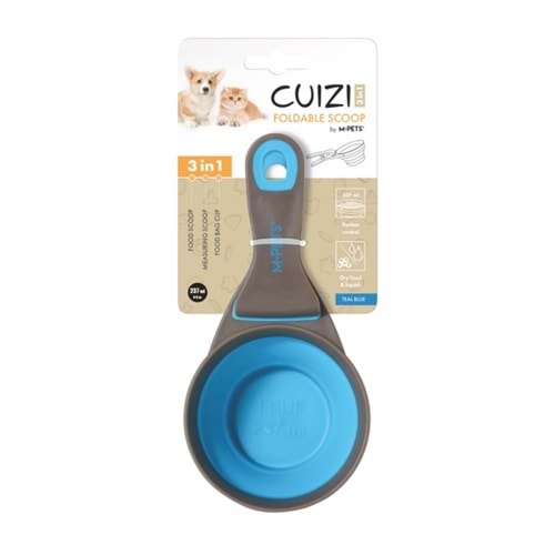 60502399 M-PETS CUIZI 3in1 FONKSİYONEL MAMA ÖLÇÜ KABI 237ML BLUE