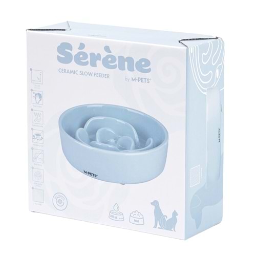 60532017 M-PETS SERENE ROSE SERAMİK YAVAŞ YEME MAMA KABI 300ML LIGHT BLUE