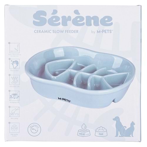 60532417 M-PETS SERENE FISH SERAMİK YAVAŞ YEME MAMA KABI 240ML LIGHT BLUE