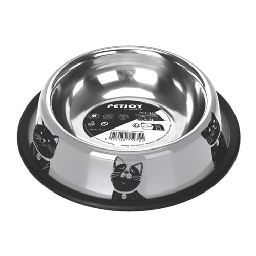60566599 M-PETS PETJOY CATFAMİLY ÇELİK MAMA KABI (M) 610ML