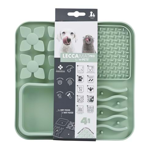 60569803 M-PETS LECCA PRO 4İN1 YAVAŞ BESLENME ve YALAMA MATI YEŞİL