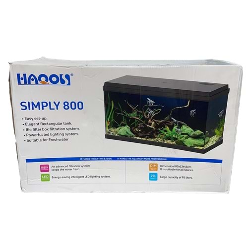HAQOS SIMPLY LED 800 AKVARYUM 95L BLACK