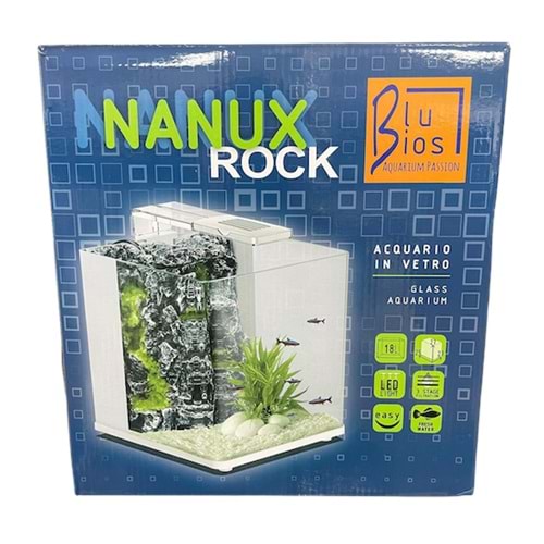 BLUBİOS NANUX ROCK DEKORLU NANO AKVARYUM 18L BLACK