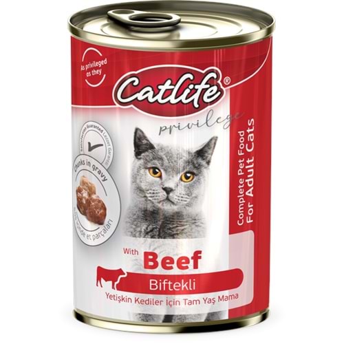 CLF15-CATLİFE BİFTEKLİ KEDİ KONSERVE 400GR 12Lİ