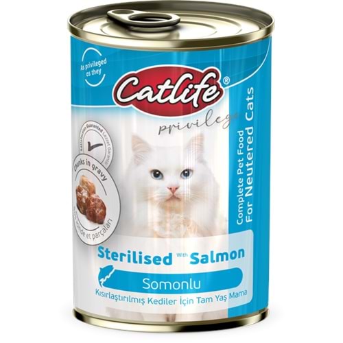 CLF18-CATLİFE SOMONLU STERİLİSED KEDİ KONSERVE 400GR 12Lİ